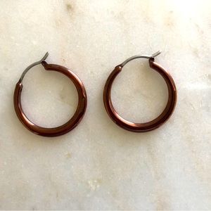 FOSSIL brand high quality small circle hoop bronze brown stainless steel earring